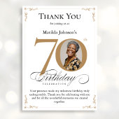 金ゴールドカスタム写真70番目の誕生日サンキューカード 招待状