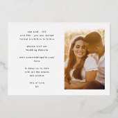 金ゴールドカスタム名モダンPhoto日付の保存 箔招待状 (裏面)