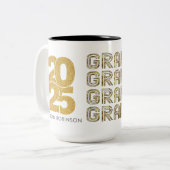 金ゴールドカスタム大学院名とフォトギフトTwo-Tone ツートーンマグカップ (正面左)