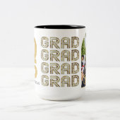 金ゴールドカスタム大学院名とフォトギフトTwo-Tone ツートーンマグカップ (中央)