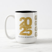 金ゴールドカスタム大学院名とフォトギフトTwo-Tone ツートーンマグカップ (左)