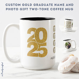 金ゴールドカスタム大学院名とフォトギフトTwo-Tone ツートーンマグカップ