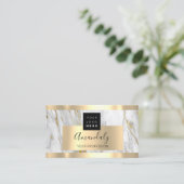 金ゴールドカスタム大理石ロゴQrコード5パンチ 名刺 (スタンド正面)