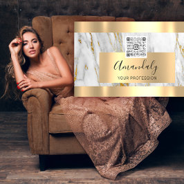 金ゴールドカスタム大理石ロゴQrコード6パンチ50%オフ 名刺