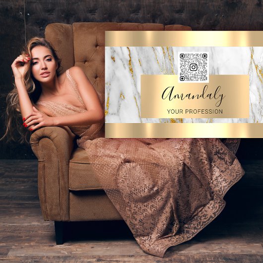 金ゴールドカスタム大理石ロゴQrコード6パンチ50%オフ 名刺