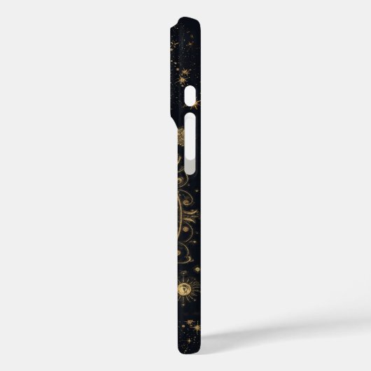 金ゴールドカスタム宇宙の天空のブラックサンムーンスターズ Case-Mate iPhoneケース (裏面 / 左)