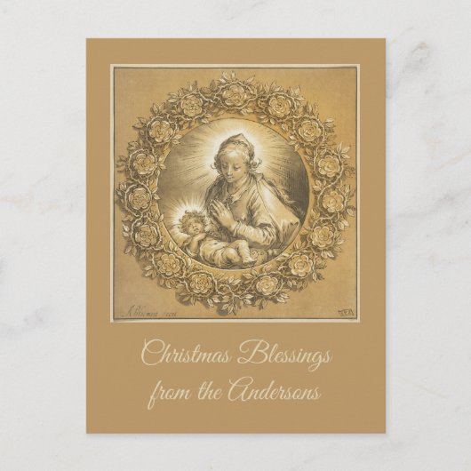 金ゴールドカスタム宗教的キリスト教クリスマス出生 シーズンポストカード (正面)