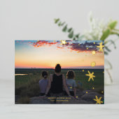 金ゴールドカスタム文字オーバーレイメリークリスマスフォト 箔シーズンカード (立ち正面)