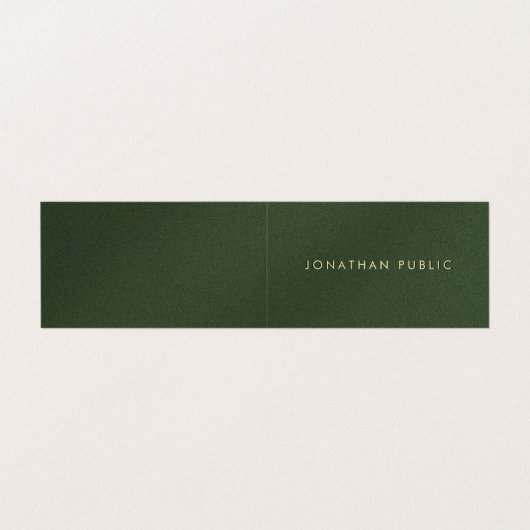 金ゴールドカスタム文字グエレガントリーンラグジュアリーフォールド 名刺 (外部フラット)