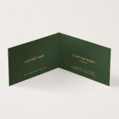 金ゴールドカスタム文字グエレガントリーンラグジュアリーフォールド 名刺 (内部)