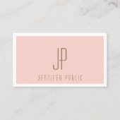 金ゴールドカスタム文字赤面ピンクモノグラモダンム 名刺 (正面)