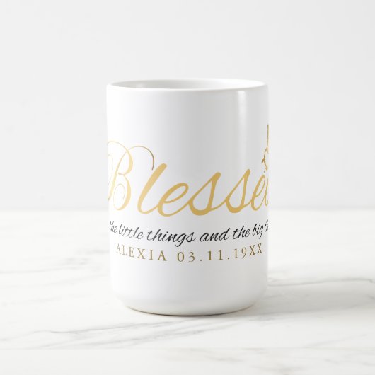 金ゴールドカスタム書名感謝贈り物 コーヒーマグカップ (中央)
