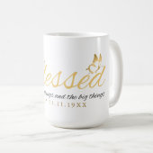 金ゴールドカスタム書名感謝贈り物 コーヒーマグカップ (正面右)