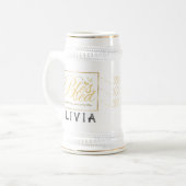 金ゴールドカスタム書名感謝贈り物 ビールジョッキ (正面左)