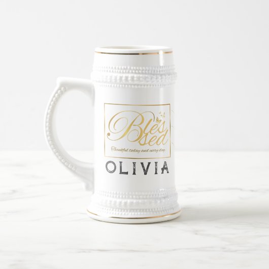 金ゴールドカスタム書名感謝贈り物 ビールジョッキ (左)