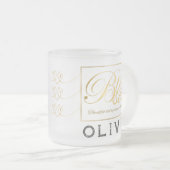 金ゴールドカスタム書名感謝贈り物 フロストグラスマグカップ (正面右)