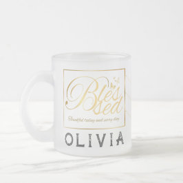 金ゴールドカスタム書名感謝贈り物 フロストグラスマグカップ