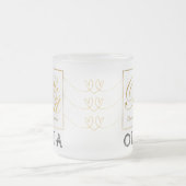 金ゴールドカスタム書名感謝贈り物 フロストグラスマグカップ (中央)