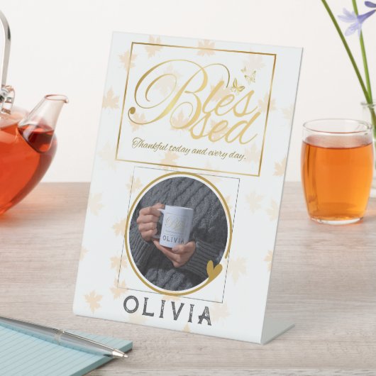 金ゴールドカスタム書名感謝贈り物 台座サイン (インサイチュ)