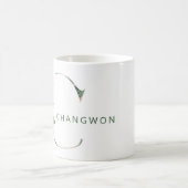 金ゴールドカスタム植物性ユーカリプトゥスモノグラム「C」 コーヒーマグカップ (中央)