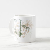 金ゴールドカスタム植物性ユーカリプトゥスモノグラム「J」 コーヒーマグカップ (正面左)