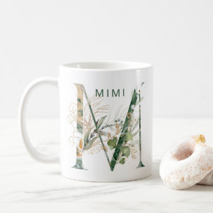金ゴールドカスタム植物性ユーカリプトゥスモノグラム"M" コーヒーマグカップ