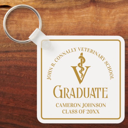 金ゴールドカスタム獣医学校卒業 キーホルダー (正面)