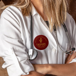 金ゴールドカスタム獣医学校卒業 缶バッジ