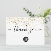 金ゴールドカスタム紙吹雪シンプル事業者 サンキューカード (スタンド正面)