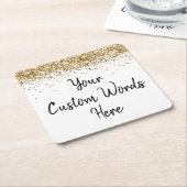 金ゴールドカスタム誕生日会記念日の卒業式 スクエアペーパーコースター (アングル)