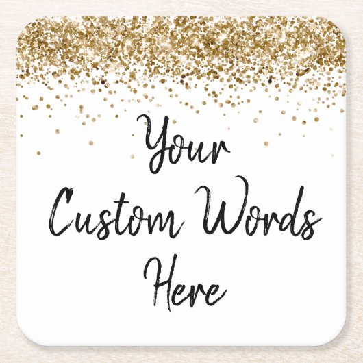 金ゴールドカスタム誕生日会記念日の卒業式 スクエアペーパーコースター (正面)