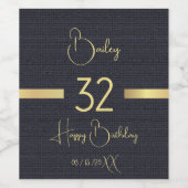 金ゴールドカスタム誕生日名ブラックワインラベル ワインラベル (シングルラベル)