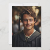 金ゴールドカスタム赤い写真卒業式 招待状 (裏面)