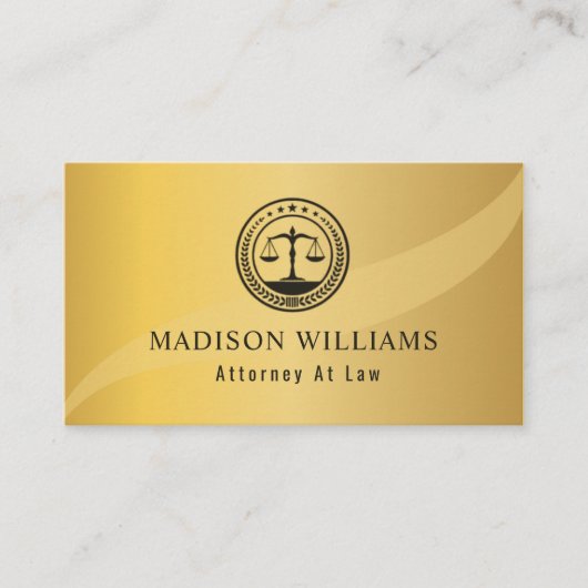金ゴールドカスタム金属スタイルブラックモノグラム法律事務所 名刺 (正面)