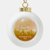 金ゴールドカスタム雪の森メリークリスマス セラミックボールオーナメント (正面)
