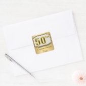 金ゴールドカスタム50周年記念または誕生日シール スクエアシール (封筒)