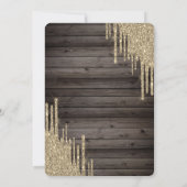 金ゴールドカッコいいグリッタードリップスドレスウッドスウィート16 招待状 (裏面)