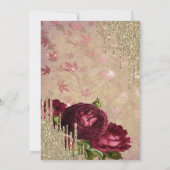 金ゴールドカッコいいグリッタードリップ、ドレスバラスウィート16 招待状 (裏面)