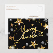 金ゴールドカッコいいブラック星メタリックファッションメリークリスマス シーズンポストカード (正面/裏面)
