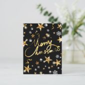 金ゴールドカッコいいブラック星メタリックファッションメリークリスマス ポストカード (スタンド正面)