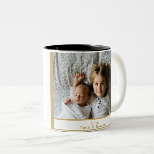 金ゴールドカッコいいリース#1パパ写真父の日 ツートーンマグカップ (正面右)