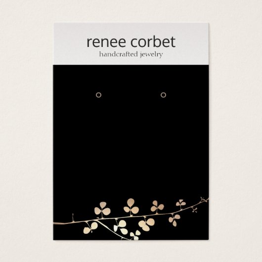 金ゴールドカッコいい分岐黒耳飾り表示ホルダー (正面)