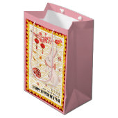 金ゴールドカットラビット中国の2023年の新年ピンク ミディアムペーパーバッグ (正面アングル)