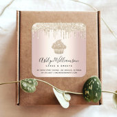 金ゴールドカップケーキグリッタードリップスピンクペストリーシェフベーカリー スクエアシール