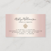 金ゴールドカップケーキグリッタードリップスベーカリーパティストリーシェフピンク 名刺 (裏面)