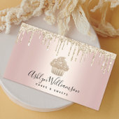 金ゴールドカップケーキグリッタードリップスベーカリーパティストリーシェフピンク 名刺