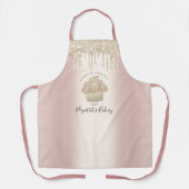 金ゴールドカップケーキグリッタードリップベーカリーパティシシェフバラ エプロン (正面)