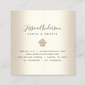 金ゴールドカップケーキペストリーベーカリーシェフグリッタードリップスシック スクエア名刺 (裏面)