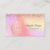 金ゴールドカップケーキ,スイーツ,ベーカリーホログラフィック 名刺 (正面)
