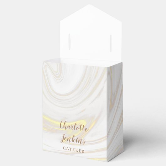 金ゴールドカテラーベーカリーパティッセリーマーブルスワーズギフト フェイバーボックス (オープン)